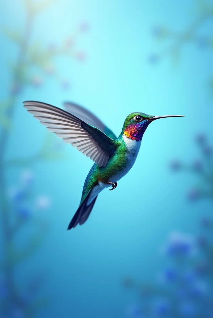 Hummingbird with blue background