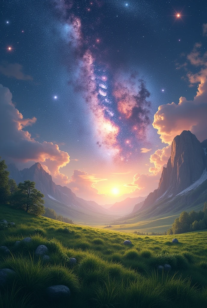 The space with the best quality and the best galactic blue and purple color and the best angle in the grass in the green mornings, the most awesome view in the world.
