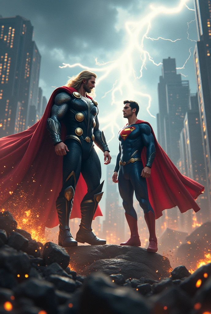 Thor and superman fight together 