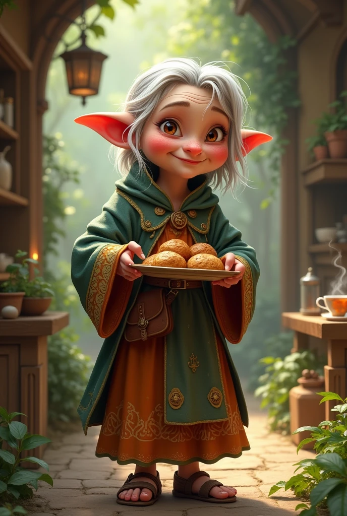 An old but very good cheerful elf Older woman