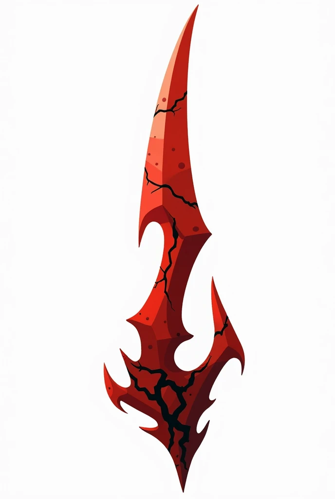 A sword projectile in the style of a pixel drawing, made of solid blood-colored crystal with vessels of black void