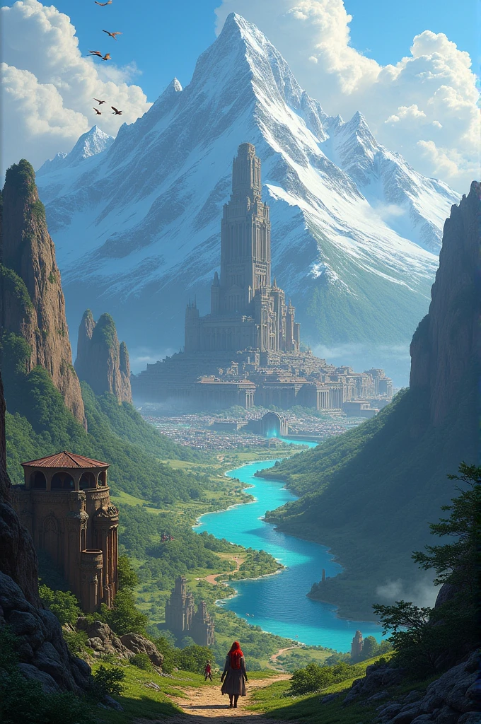 Create me a D-style world of magic and adventure role-playing&Give a panoramic view of the world from within