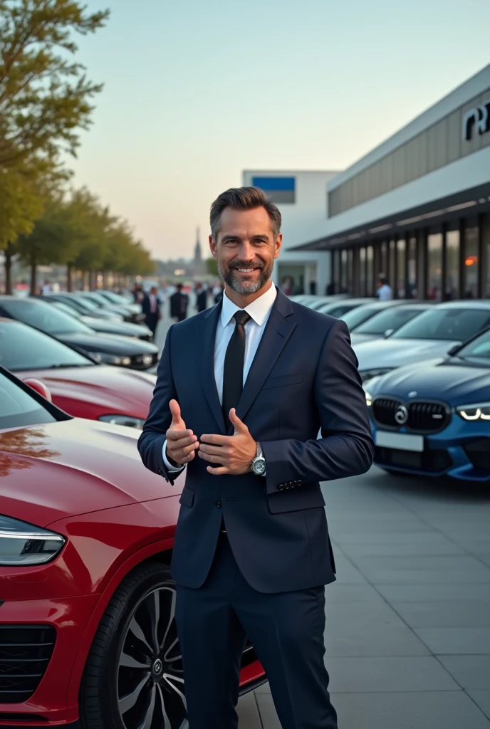 a man selling car at the dealership, 4K