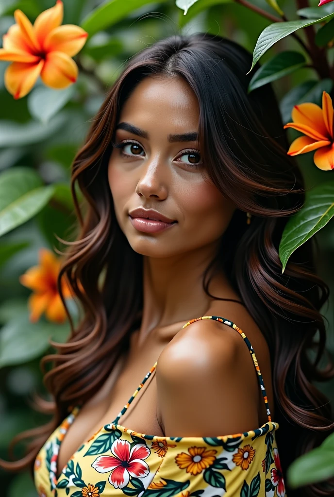 Brazilian brunette with black hair and a model body