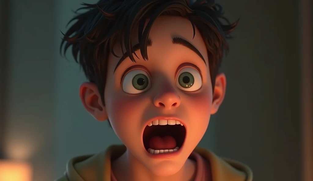 A young man shoking reaction