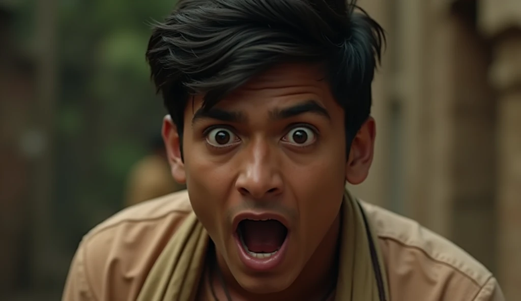 A young man shoking reaction Indian man