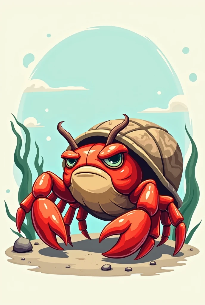 Grumpy hermit crab cartoon style Printable A4 size