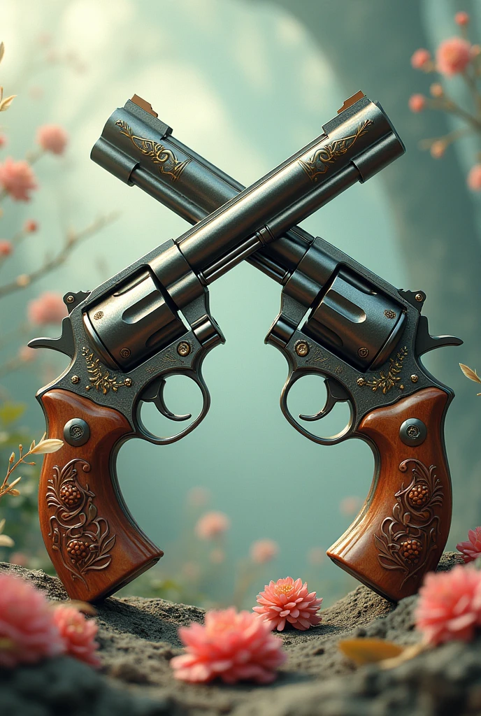 create surrealism design using guns and peace