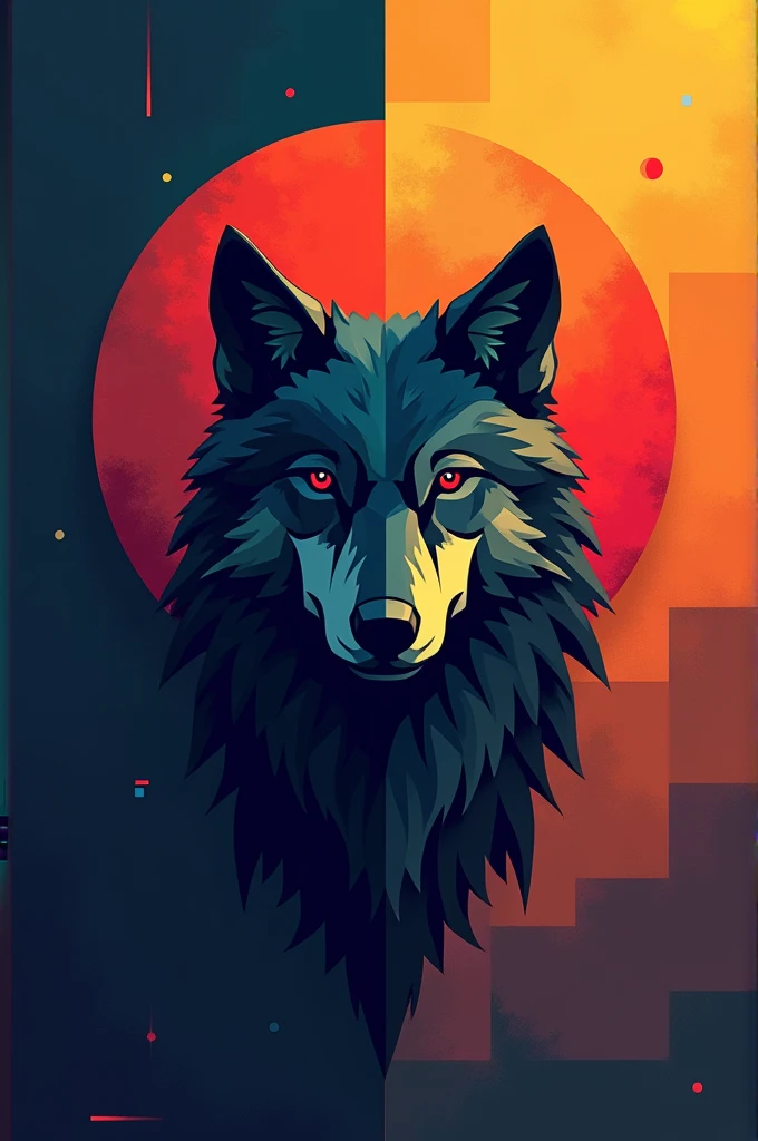 logo, Wolf, abstract colorful background, perfect