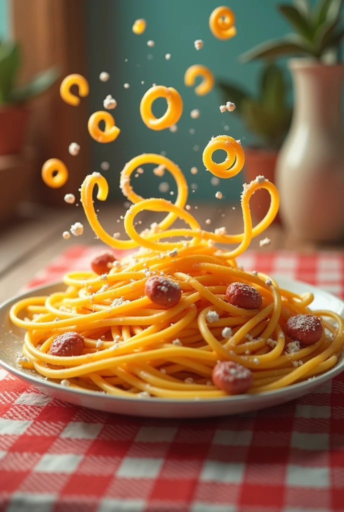 Make me a plate of animated spaghetti