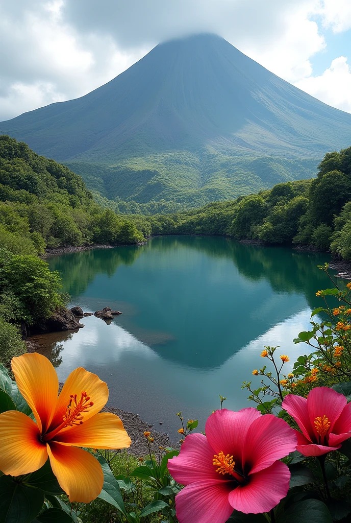 Azores, volcano lake, High definition flowers