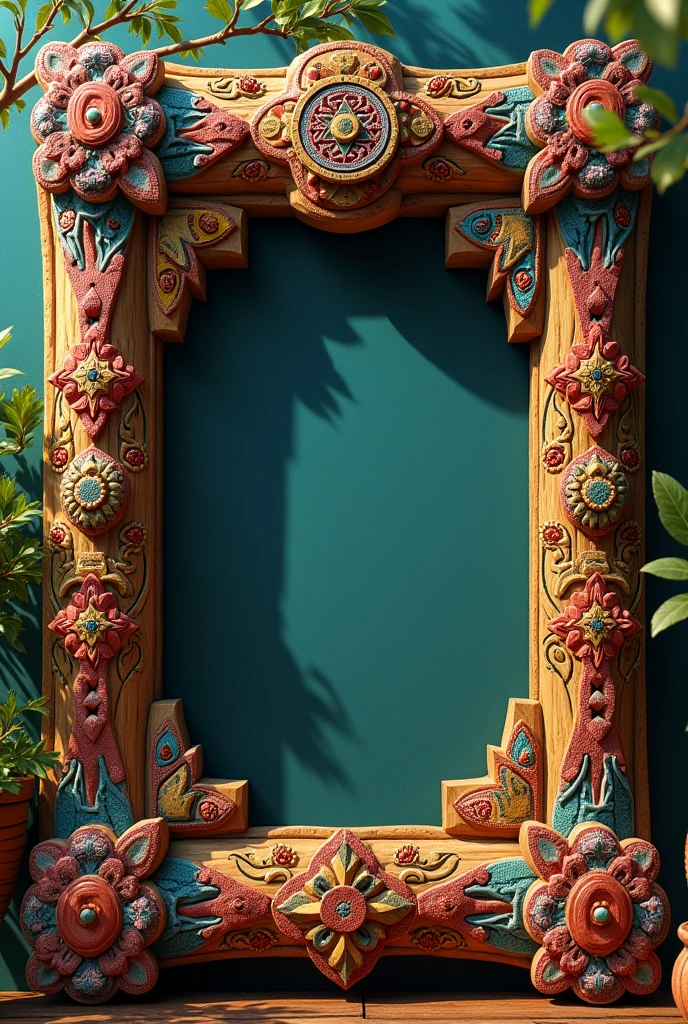 create a png frame for a photo with an indigenous theme