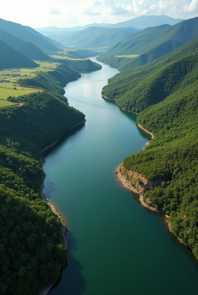 Mouth in Itapura - Aerial image of the confluence of the Tietê River with the Paraná River, showing the meeting of the rivers in Itapura.