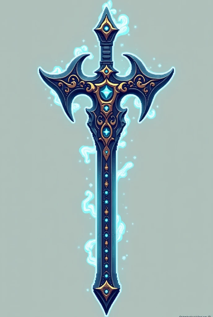 make a back item looks like stormbraker with a 2d graphics like ninja saga in a HORIZONTAL position, without human, just the back item with plain background make it horizontally position