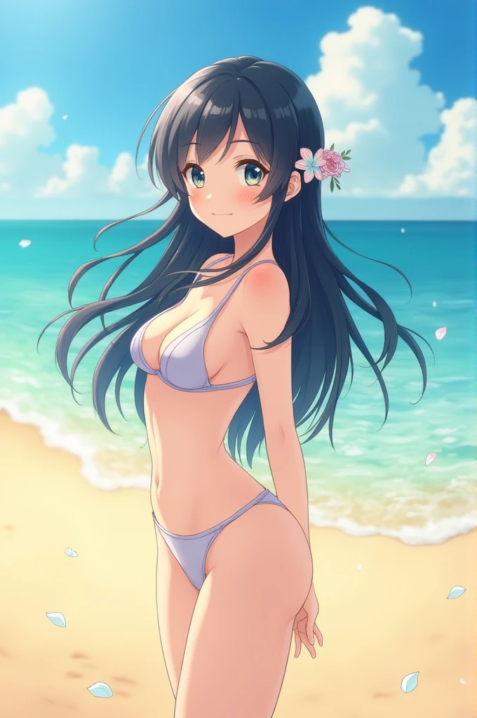 Create a picture of Hinata Hyuga in swimwear