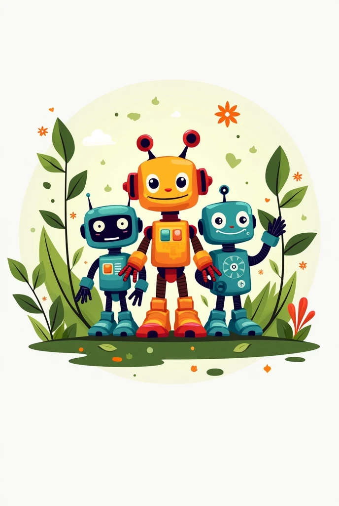 Logo for the robotics class for five-year-old children that unites interculturality in the classroom and nature