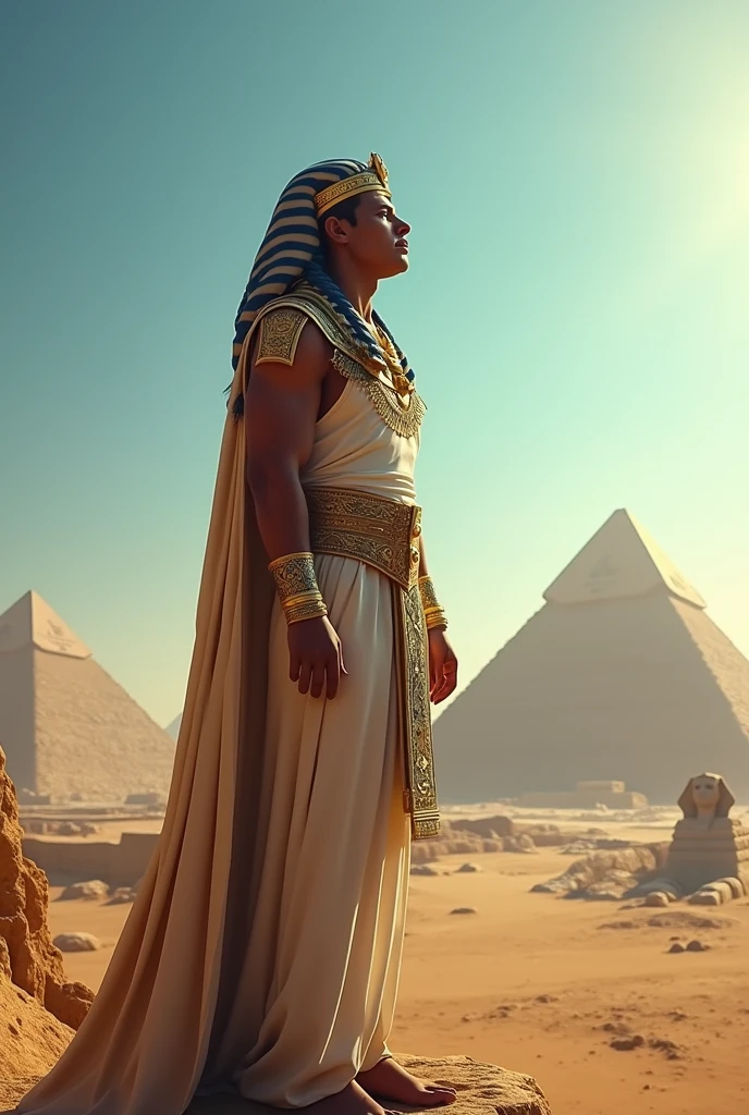 Pharaoh on the pyramids of gizza searching for god