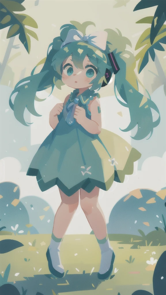 1girl, alone, hatsune_miku, blue dress, beautiful dress, full body