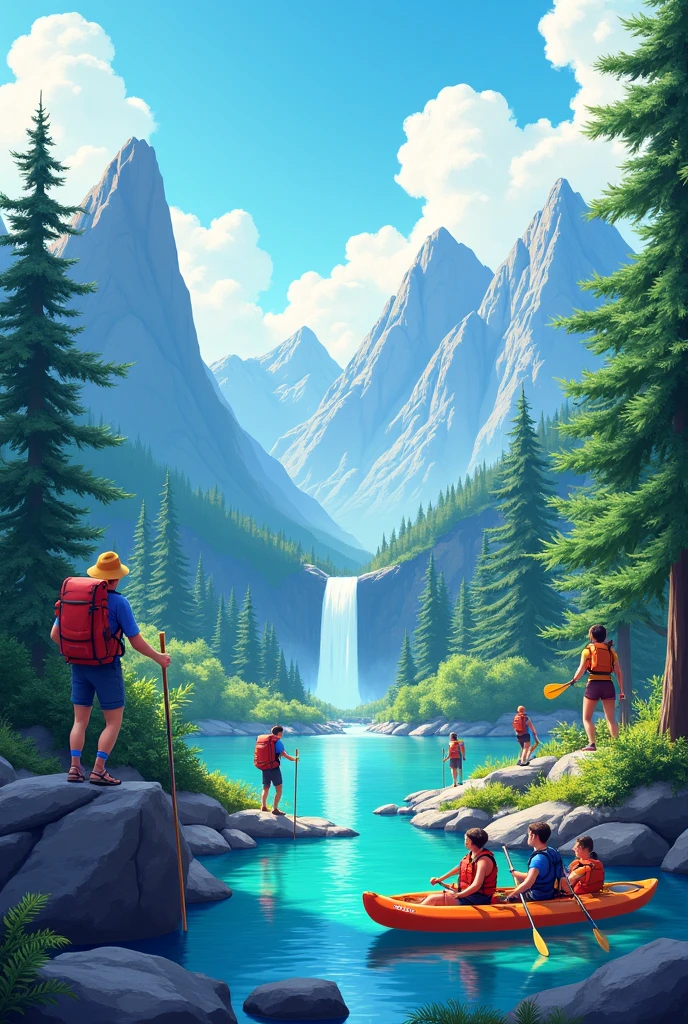 An image referring to tourism with the name unlimited adventure make it easier to draw