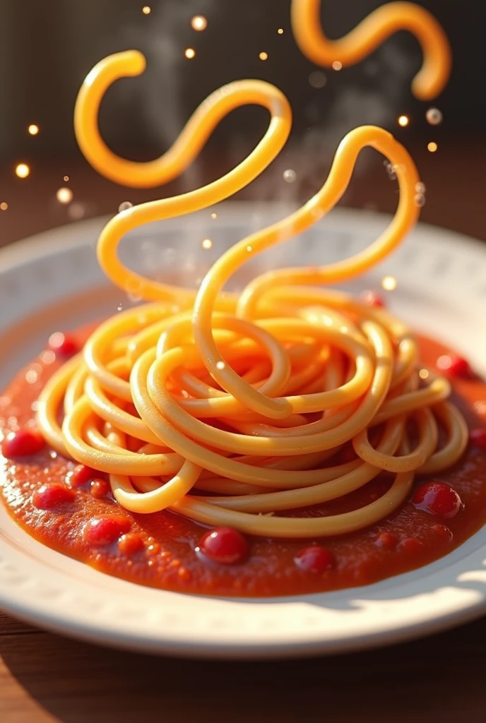 Make me a plate of animated spaghetti with sauce