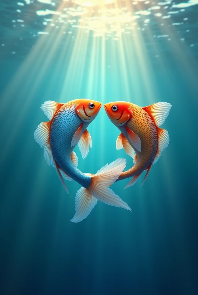 Two fish in the sea in love