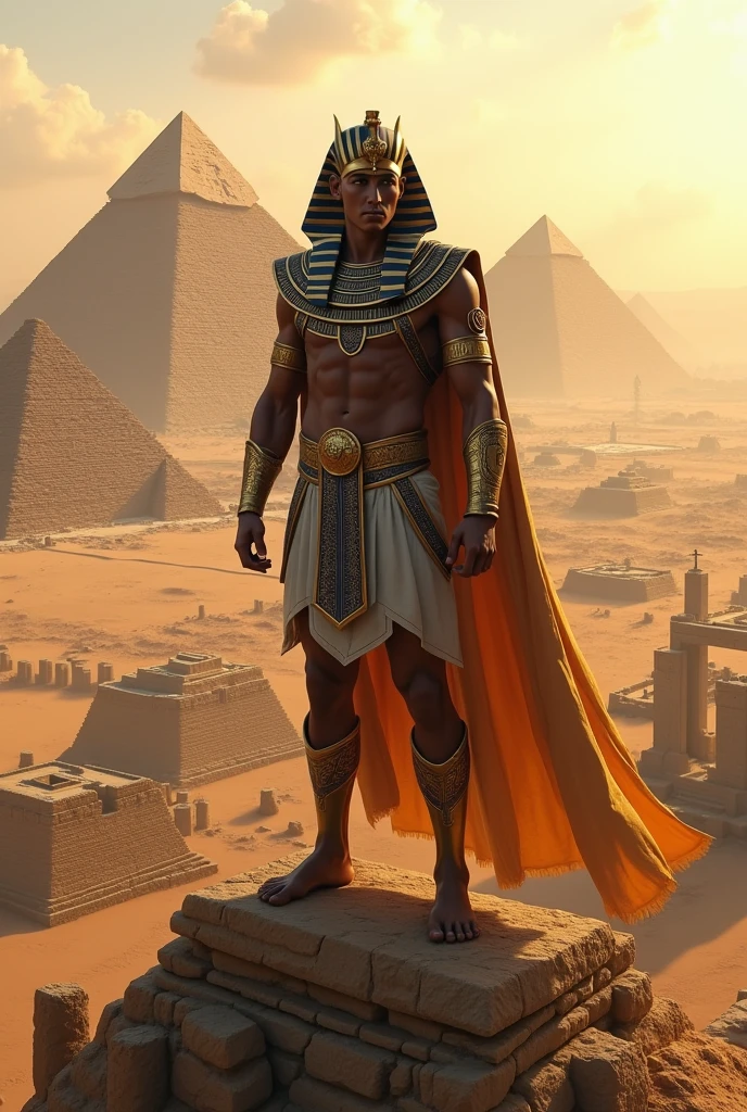 Pharaoh on the top of pyramids of gizza . On the summit
