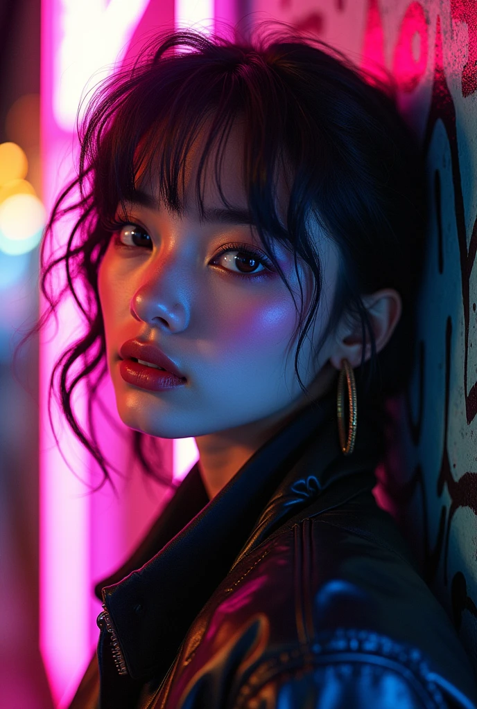 a 2010s style portrait of a 1 girl who is enveloped in the scene culture of the time