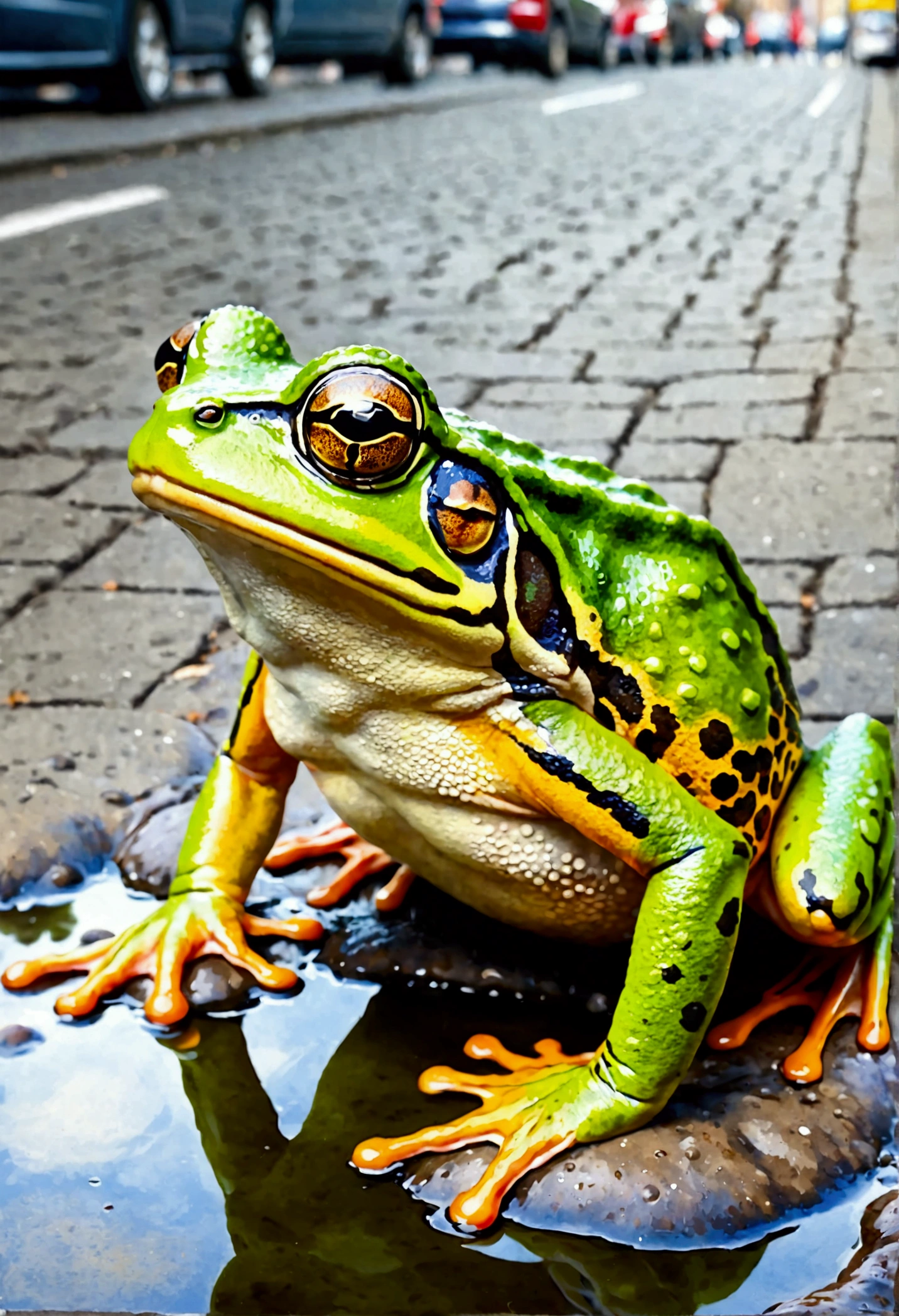 Painting of a frog. Trend Aquarell, detailed, realistic representation, Streetstyle, Astrology