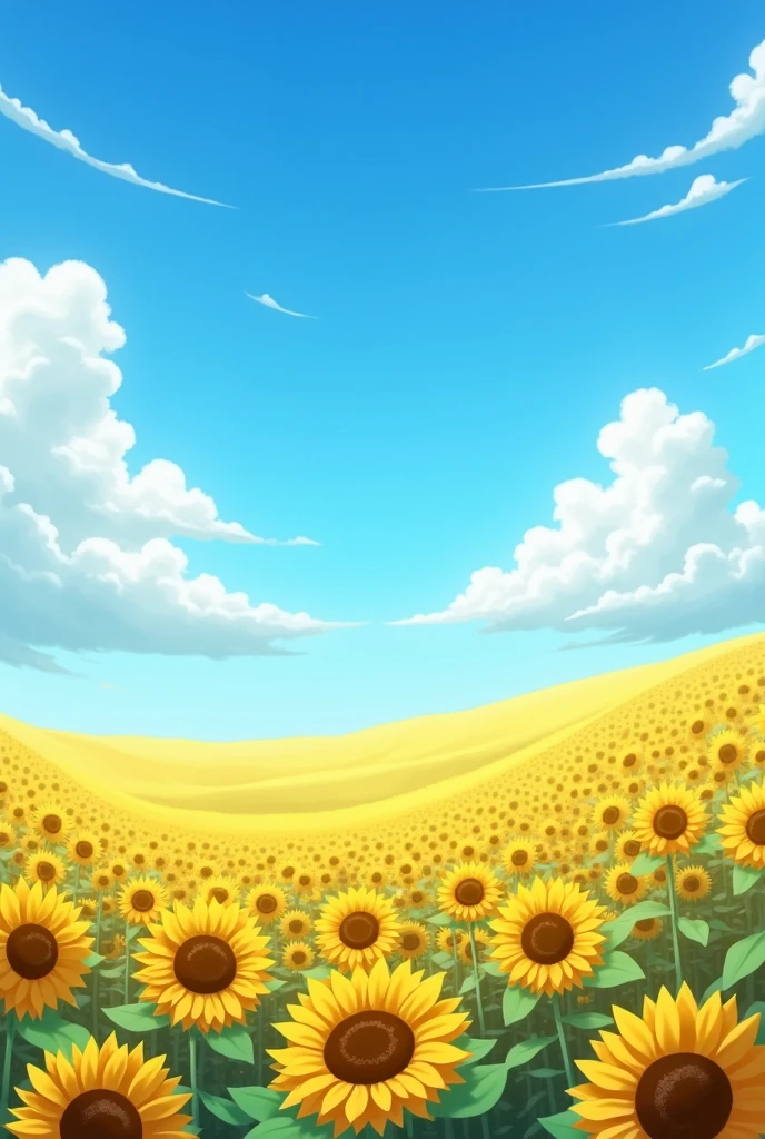 I want to make a wallpaper including the sunflower field and a blue sky with a lot of white cloud