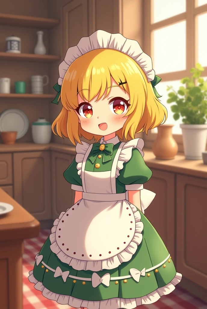 Undertale yellow clover in a maid costume