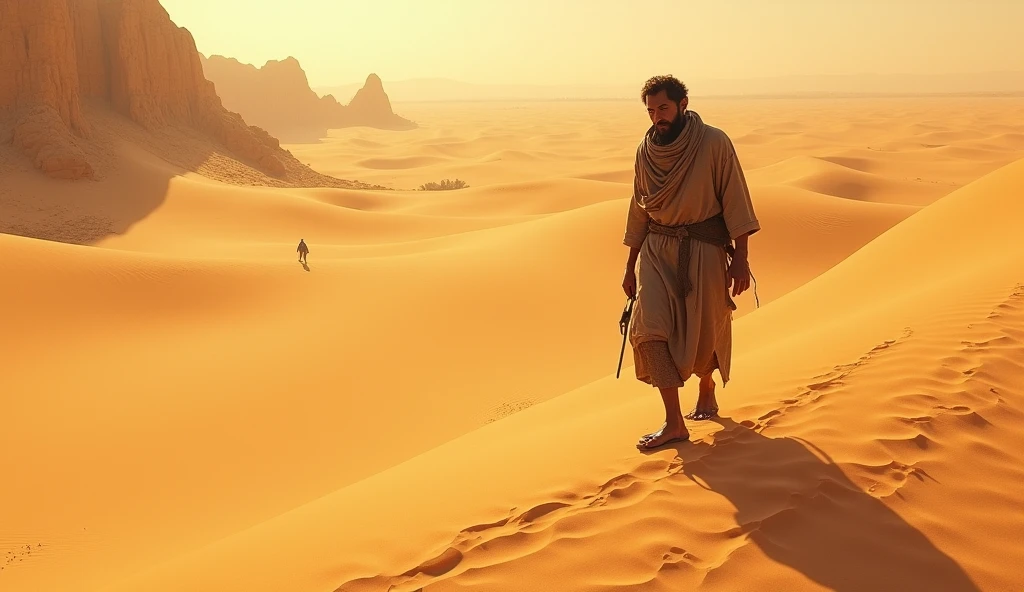Poor man on sahara desert