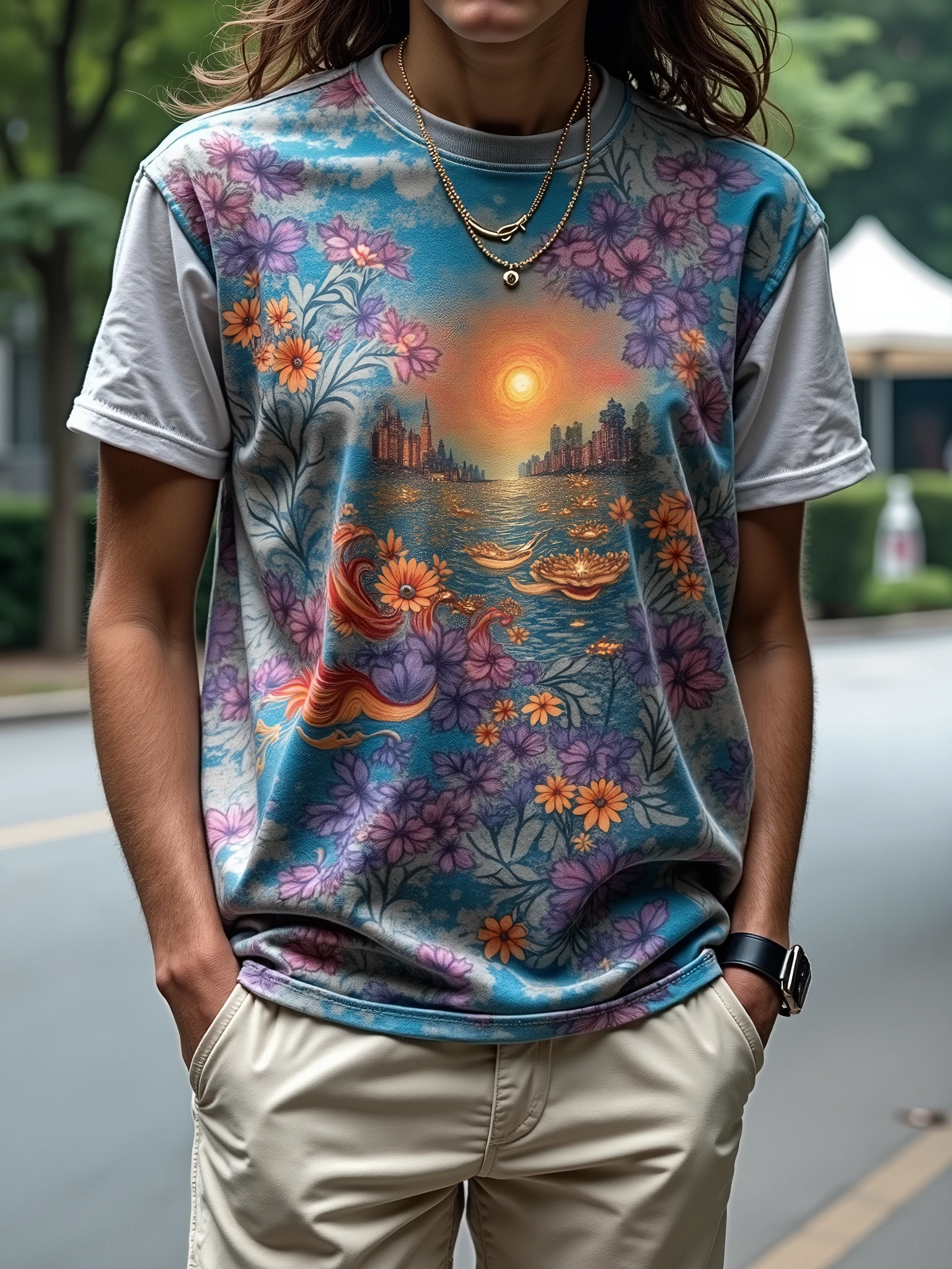 Paint photo on white t-shirt