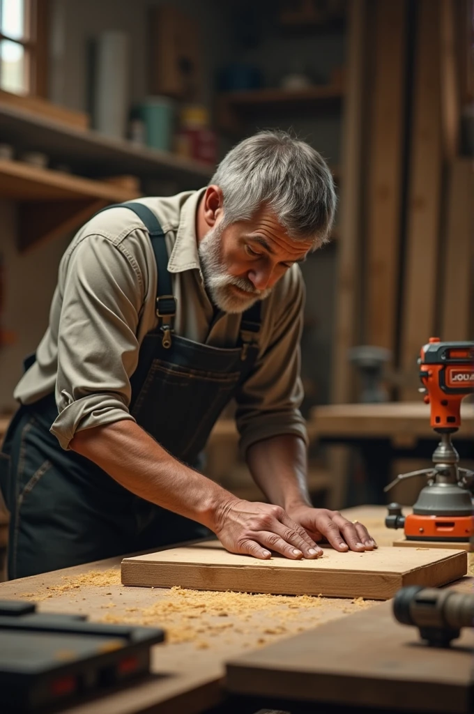 Blurred background of a carpenter