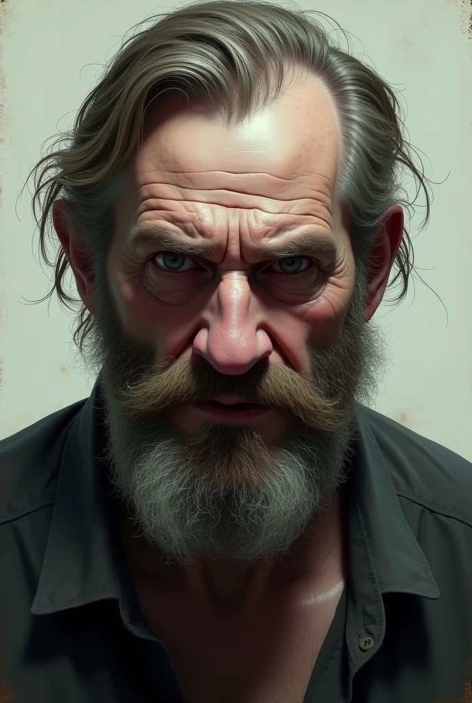 Un homme barbu qui louche avec un regard de pervers