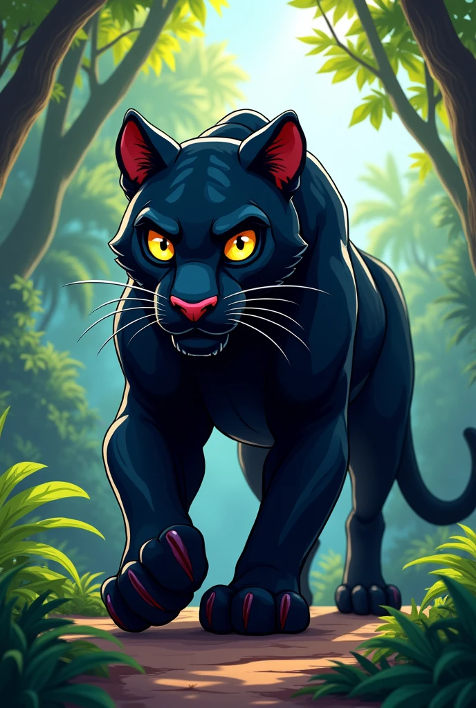 Show a cartoon character of a black panther
