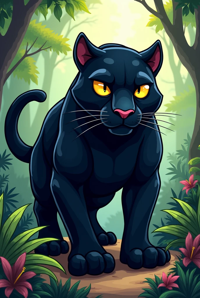 Show a cartoon character of a black panther