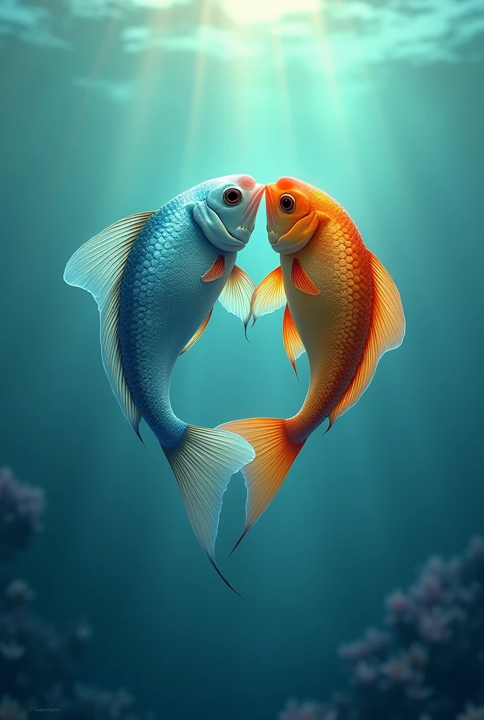 two fish in the sea in love shiny scales tender butterfly fish lots of love
