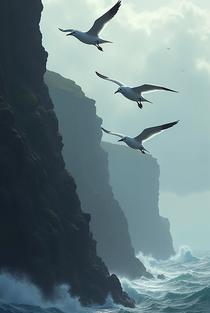 3 alcatrazes on a cliff