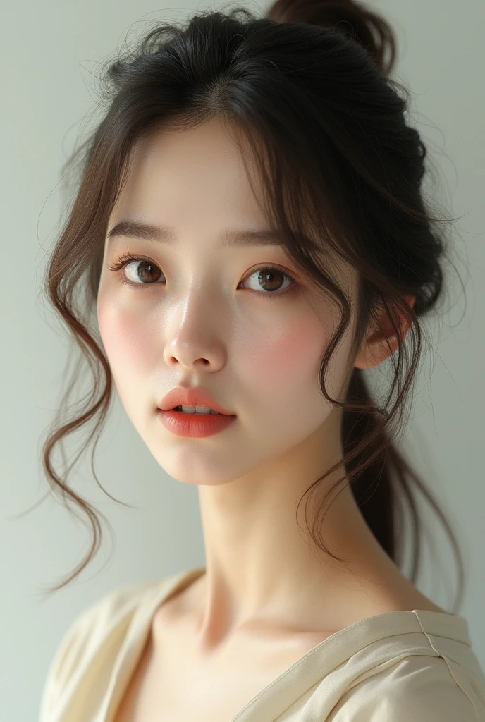 A woman as realistic as possible but who looks natural