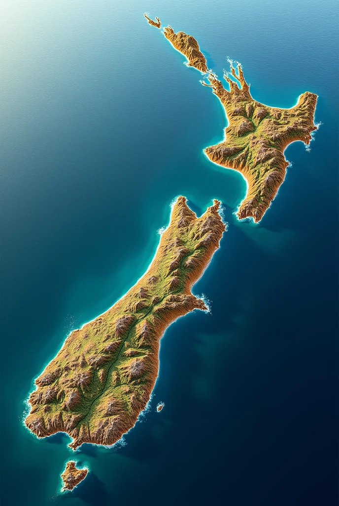 map of new zealand from google earth from sea level or ocean level