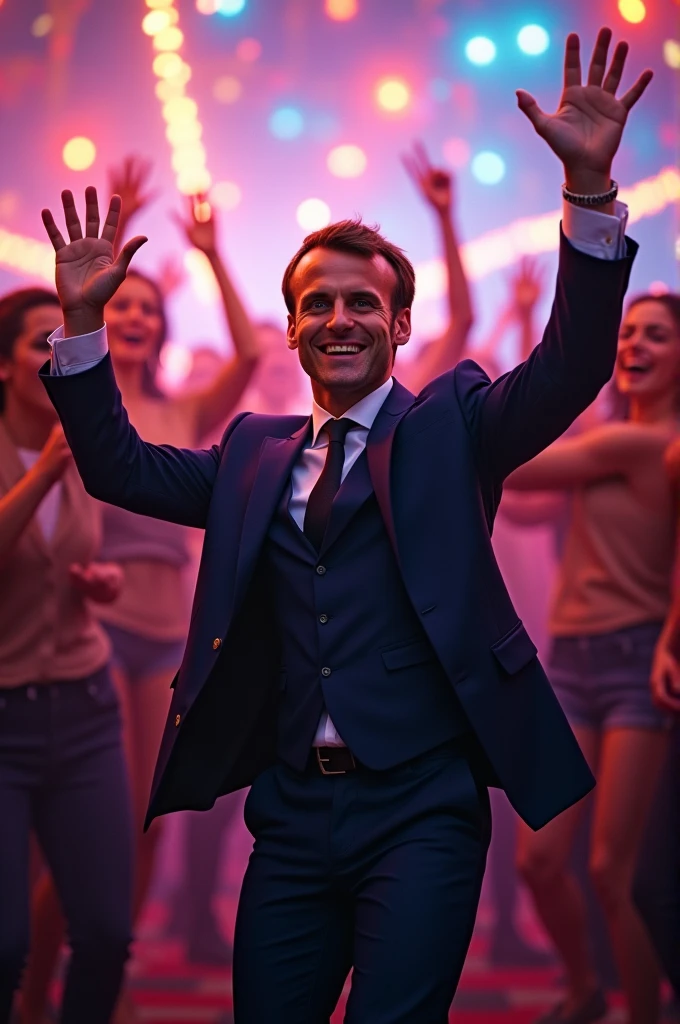 Emmanuel Macron partying 