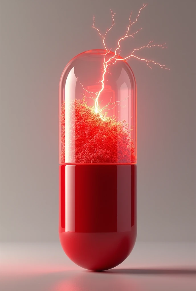 A red antidote in a capsule splitting with a spark