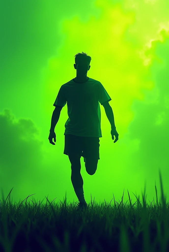 Green background image with player silhouette to present soccer tournament