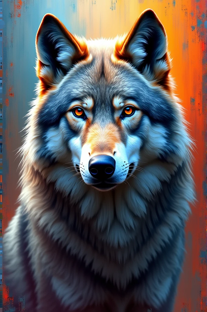 Wolf, abstract acrylic colorful background, perfect