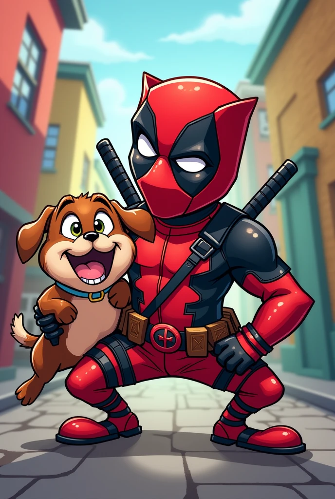 Deadpool with dog cartoon style