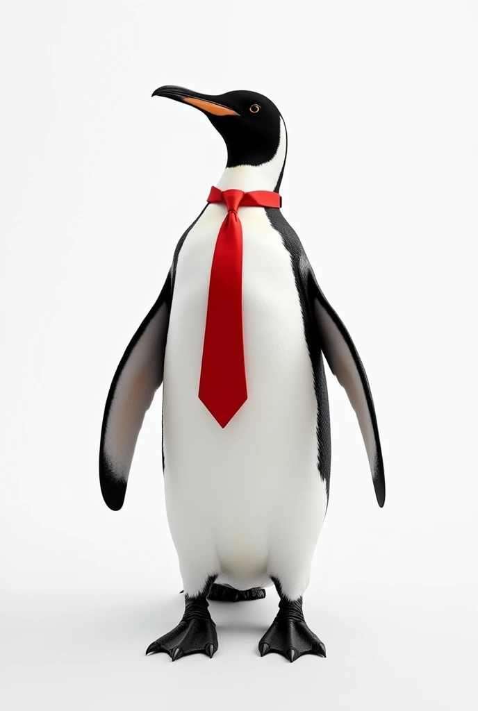 penguin with red tie on white background.
