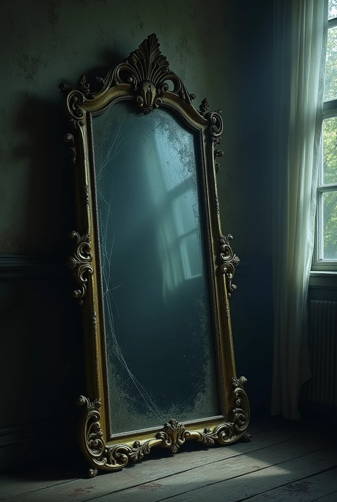Old mirror in dark room