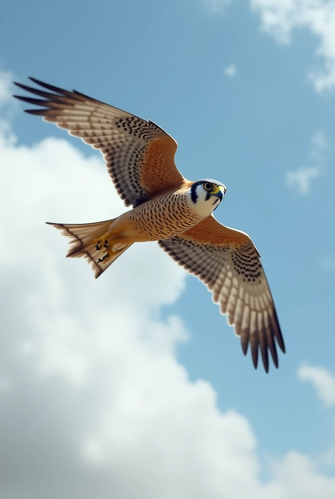 Show a kestrel, which is in a nosedive