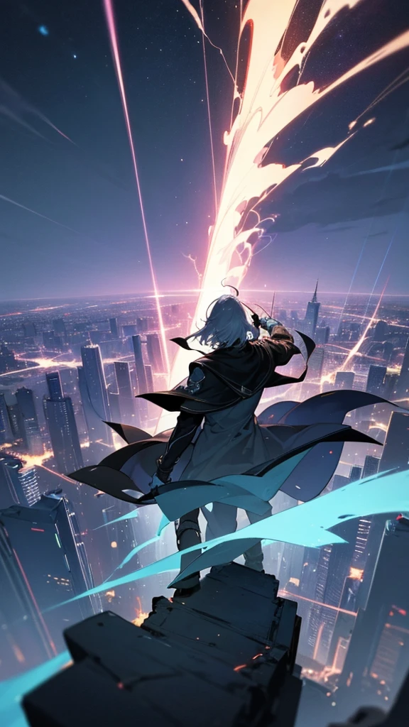 From afar, Theo stood on the rooftop, overlooking the city, where neon lights flickered like stars. Above him, the sky ripped open, revealing a swirling void of darkness and lightning. The storm wasn't natural-it was a gateway, a portal to another world. He felt the electric pull, his heart racing. This was his choice: protect his home or step into the unknown, where destiny awaited.