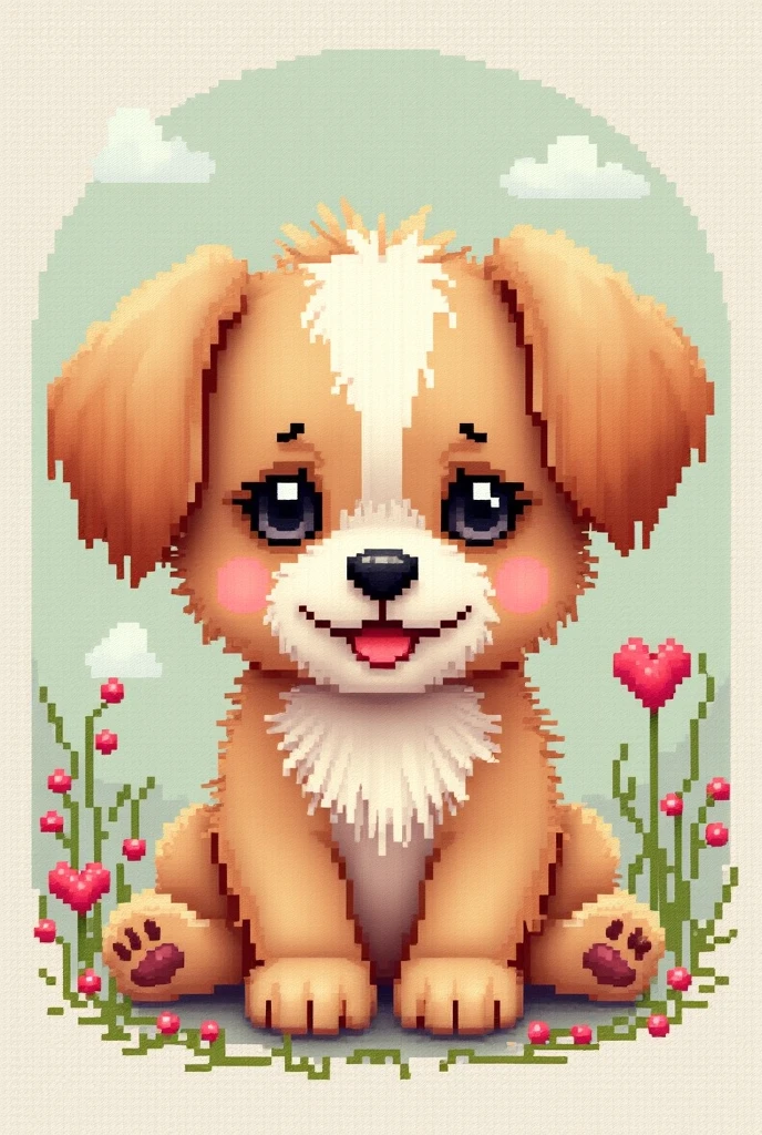 cute little dog, scross stitch pattern